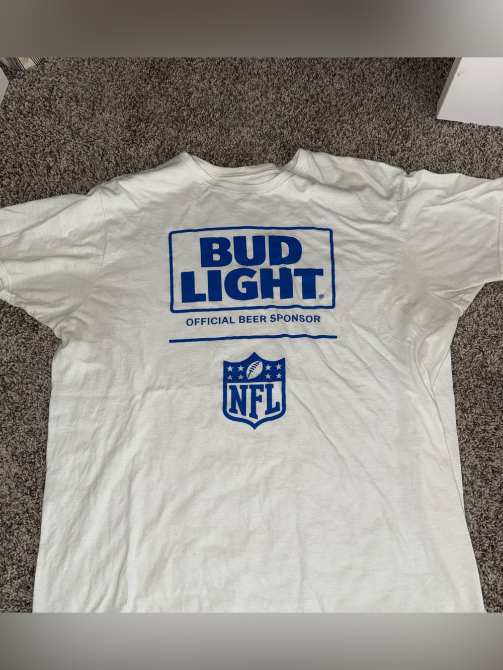 Hanes White T-Shirt with Blue Bud Light & NFL Logos